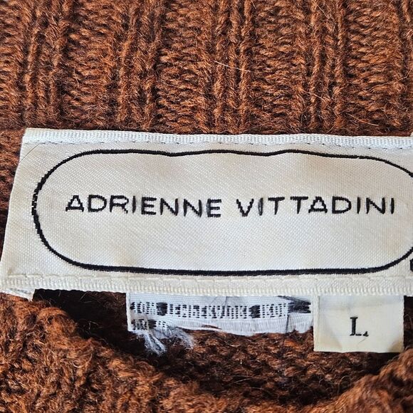 Adrienne Vittadini Rust Floral Long Sleeve Wool Blend Cozy Knit Tunic Sweater - Picture 8 of 11